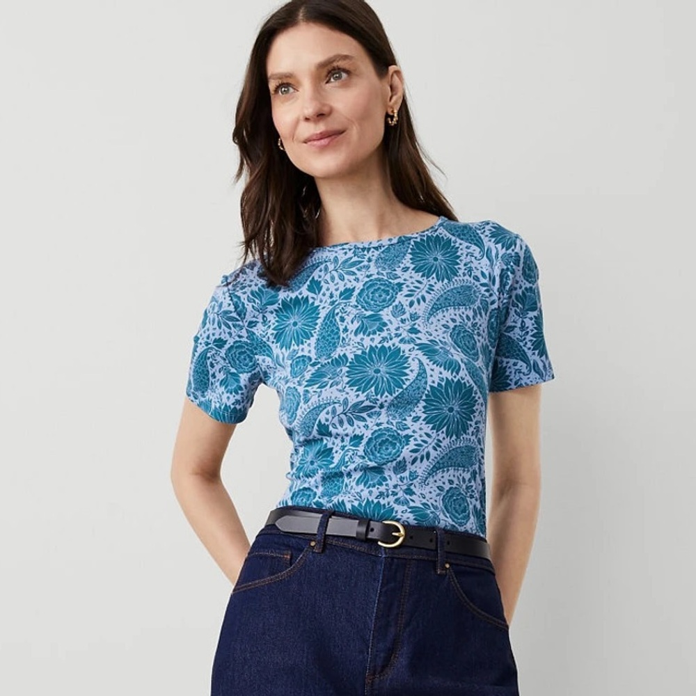 Ann Taylor Floral Pima Cotton Shirt